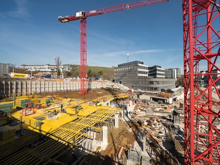 Sicht auf die Baustelle Leo-Campus in Stuttgart